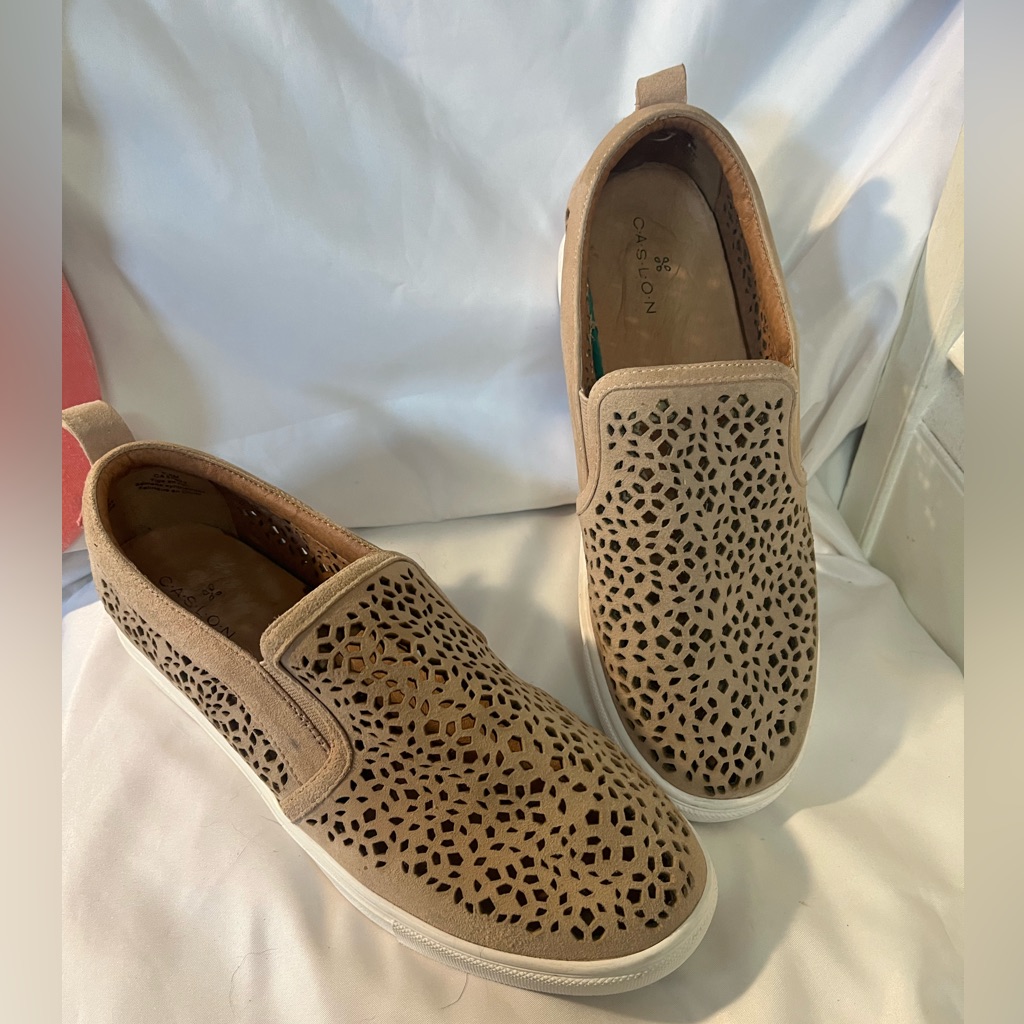 Caslon Beige Leather Slip On Shoes